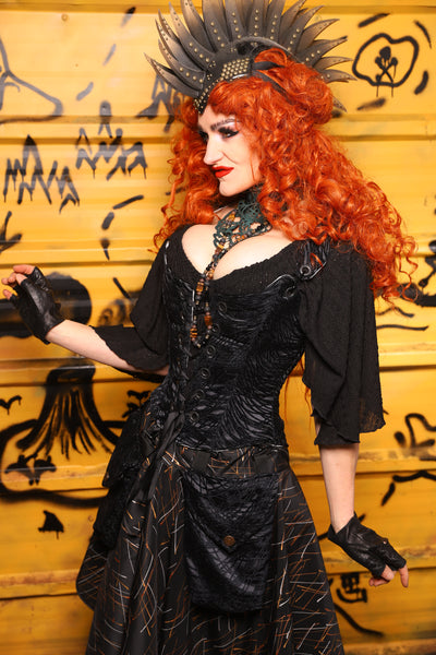 Maiden Bodice Corset in Black Tendrils - The Parlay and Promenade Collection