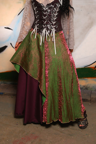 Crescent Skirt in Pink & Green Crushed Shimmer - The "Thrice as Nice" Collection