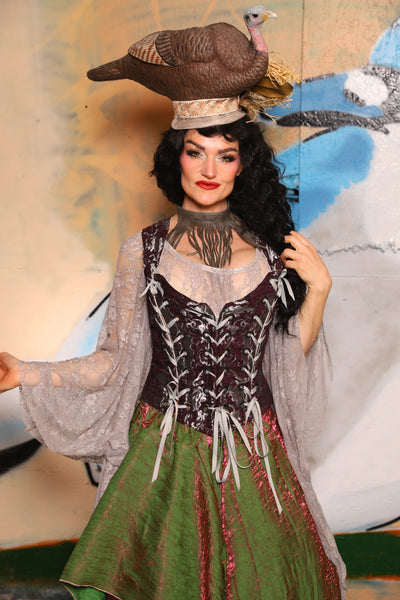 Triple Threat Overbust in Purple & Silver Medallion - The "Thrice as Nice" Collection