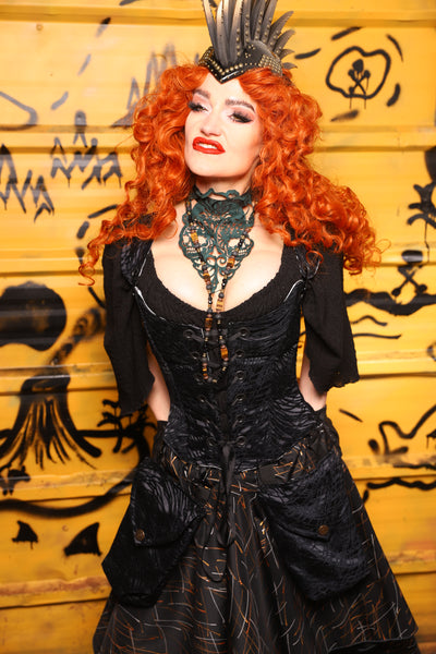 Maiden Bodice Corset in Black Tendrils - The Parlay and Promenade Collection