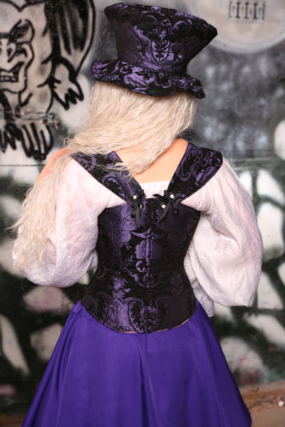 Petite Aurora Corset in Purple & Black Medallion #35 - The Gemstone Alley Collection