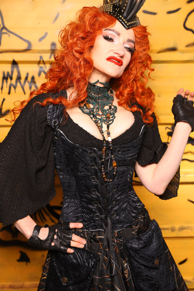 Maiden Bodice Corset in Black Tendrils - The Parlay and Promenade Collection