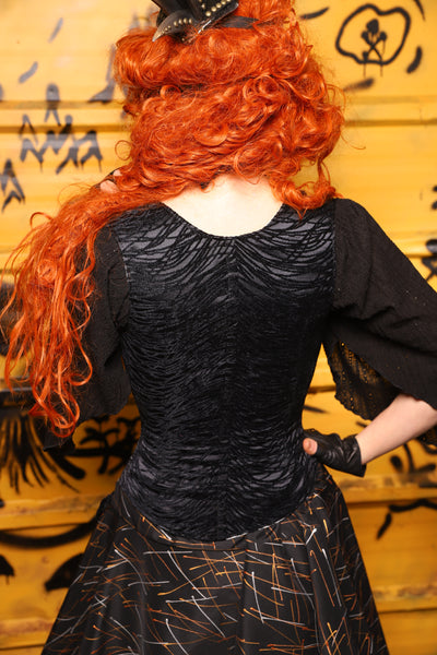Maiden Bodice Corset in Black Tendrils - The Parlay and Promenade Collection