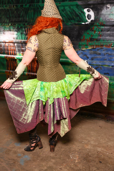 Double Layer Fairy Skirt in Spring Green & Embrace Taffeta -"Tadpoles & Toadstools Collection" #25