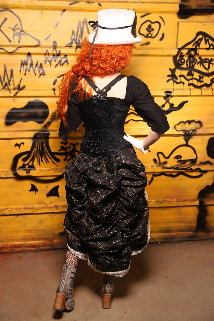 promenade mini dress Mini Bustle Skirt in Iron Sparks w/Lace Trim