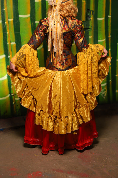 Crescent Skirt w/ Ruffle in Gold Pintuck - The Eternal Flame Collection