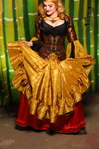 Crescent Skirt w/ Ruffle in Gold Pintuck - The Eternal Flame Collection