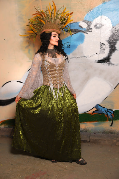 Tulip Skirt in Moss Crushed Shimmer - The "Thrice as Nice" Collection