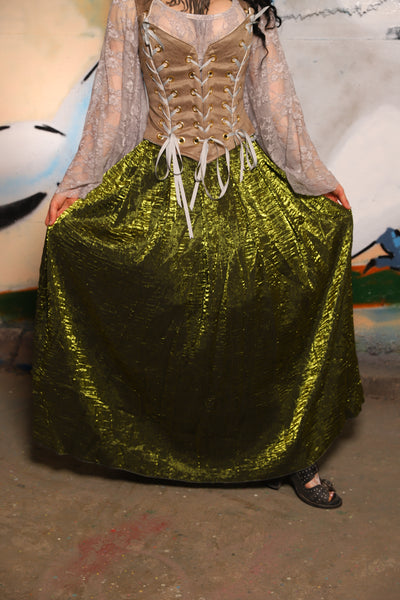 Tulip Skirt in Moss Crushed Shimmer - The "Thrice as Nice" Collection