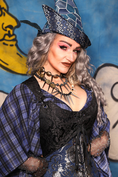 14. Cropped Marie Overbust in Black Filigree *PLEASE order by BUST Measurement, NOT waist!* - The Sapphire Séance Collection
