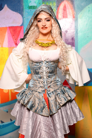 21. Petite Hooded Vixen in Powder Blue Damask - The World of Laughter and Hopes Collection