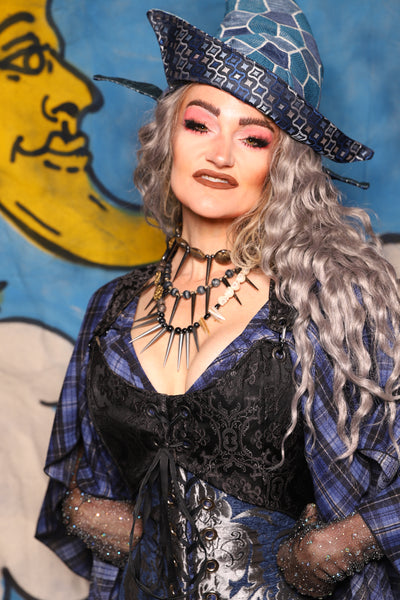 14. Cropped Marie Overbust in Black Filigree *PLEASE order by BUST Measurement, NOT waist!* - The Sapphire Séance Collection
