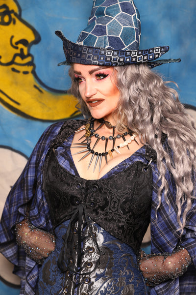 14. Cropped Marie Overbust in Black Filigree *PLEASE order by BUST Measurement, NOT waist!* - The Sapphire Séance Collection