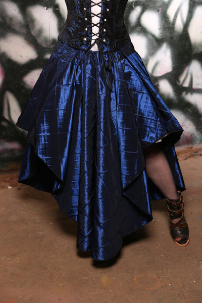 Crescent Skirt In Navy Blue Large Pintuck #08 - The Gemstone Alley Collection