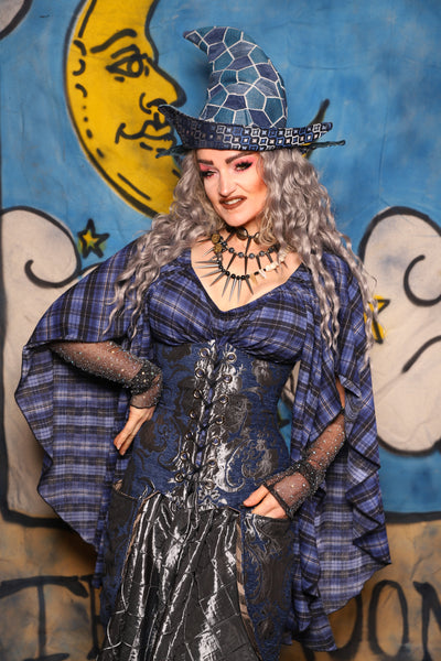 39. Siren Underbust in Navy & Silver Medallion W/pocket - The Sapphire Séance Collection