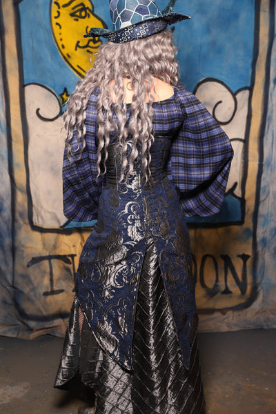 39. Siren Underbust in Navy & Silver Medallion W/pocket - The Sapphire Séance Collection