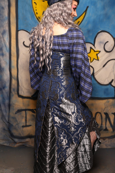 39. Siren Underbust in Navy & Silver Medallion W/pocket - The Sapphire Séance Collection