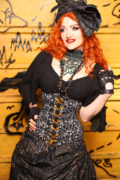 42. Wench in Black Brush Strokes w/Front Panels in Dancing Skeleton - The Parlay and Promenade Collection