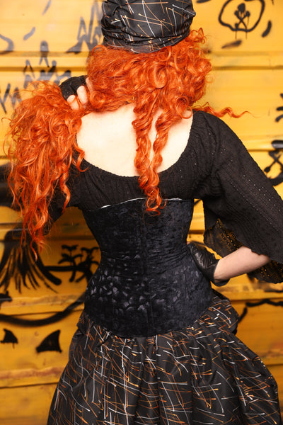 42. Wench in Black Brush Strokes w/Front Panels in Dancing Skeleton - The Parlay and Promenade Collection