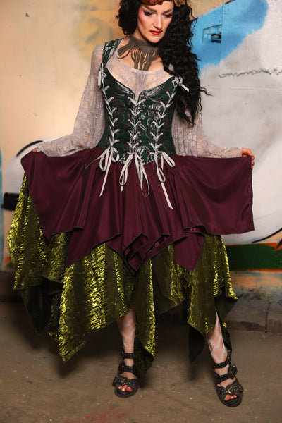 Mini Fairy Skirt in Wine-Dark Sea Matte Reverse Satin - The "Thrice as Nice" Collection