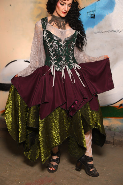 Mini Fairy Skirt in Wine-Dark Sea Matte Reverse Satin - The "Thrice as Nice" Collection