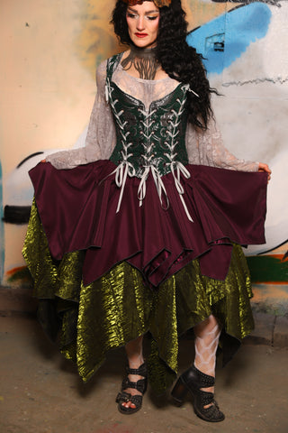 Mini Fairy Skirt in Wine-Dark Sea Matte Reverse Satin - The "Thrice as Nice" Collection