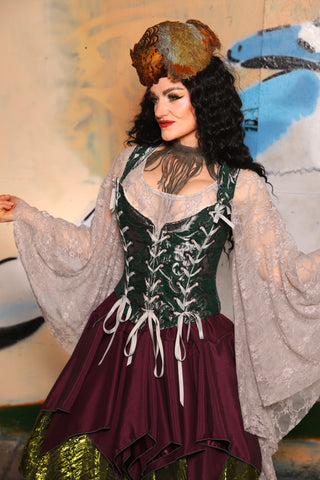 Triple Threat Overbust in Emerald & Silver Medallion - The "Thrice as Nice" Collection