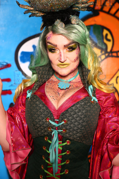 Cropped Courtier in Sea Monster Scales - *PLEASE order by BUST measurement!!* - The Shells Belles Collection