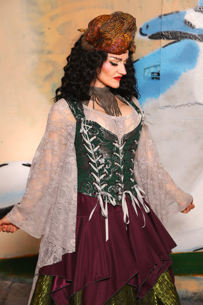Triple Threat Overbust in Emerald & Silver Medallion - The "Thrice as Nice" Collection