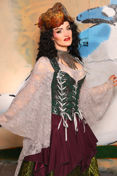 Triple Threat Overbust in Emerald & Silver Medallion - The "Thrice as Nice" Collection
