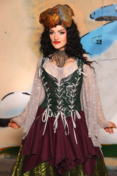 Triple Threat Overbust in Emerald & Silver Medallion - The "Thrice as Nice" Collection