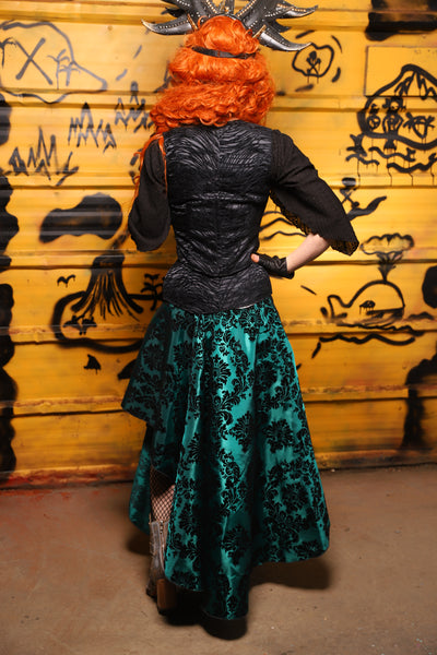 05. Crescent Skirt in Emerald & Black Filigree - The Parlay and Promenade Collection