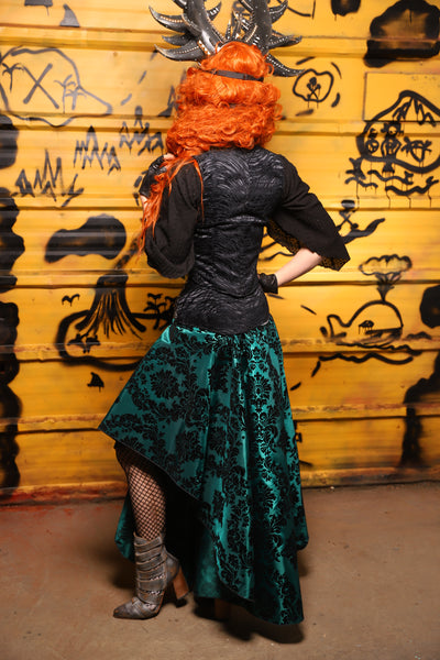 05. Crescent Skirt in Emerald & Black Filigree - The Parlay and Promenade Collection