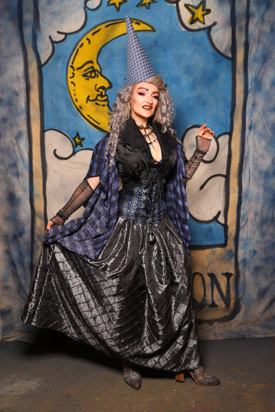 42. Tulip Skirt in Metal Armor Pintuck - The Sapphire Séance Collection