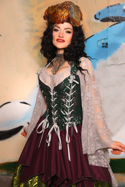 Triple Threat Overbust in Emerald & Silver Medallion - The "Thrice as Nice" Collection