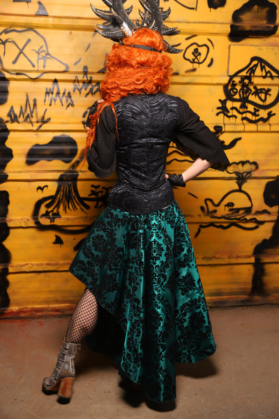05. Crescent Skirt in Emerald & Black Filigree - The Parlay and Promenade Collection