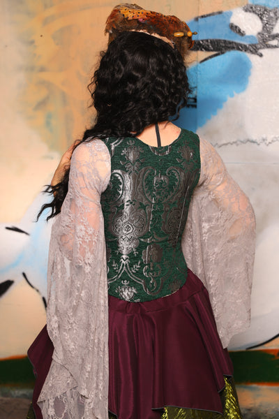 Triple Threat Overbust in Emerald & Silver Medallion - The "Thrice as Nice" Collection