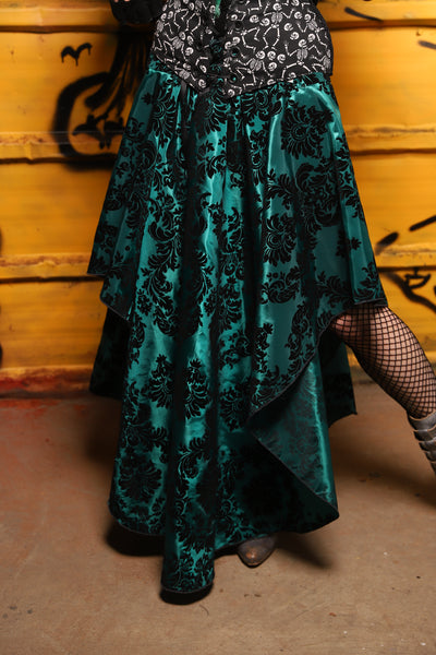 05. Crescent Skirt in Emerald & Black Filigree - The Parlay and Promenade Collection