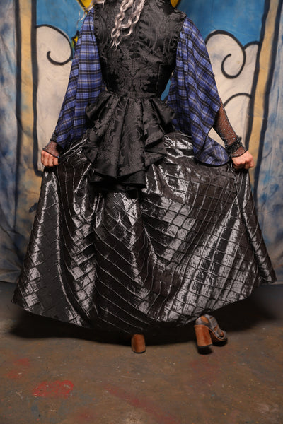 42. Tulip Skirt in Metal Armor Pintuck - The Sapphire Séance Collection