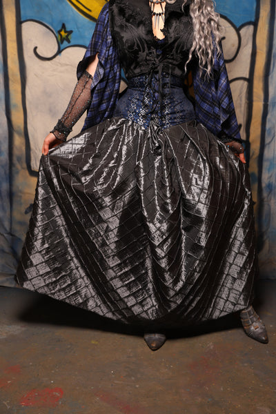 42. Tulip Skirt in Metal Armor Pintuck - The Sapphire Séance Collection