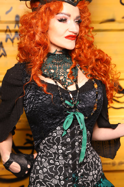 11. Cropped Marie Bodice in Black Tendrils *PLEASE order by BUST Measurement, NOT waist!* - The Parlay and Promenade Collection