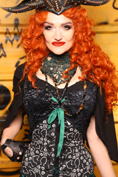 11. Cropped Marie Bodice in Black Tendrils *PLEASE order by BUST Measurement, NOT waist!* - The Parlay and Promenade Collection