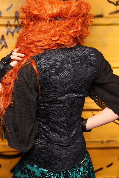 11. Cropped Marie Bodice in Black Tendrils *PLEASE order by BUST Measurement, NOT waist!* - The Parlay and Promenade Collection