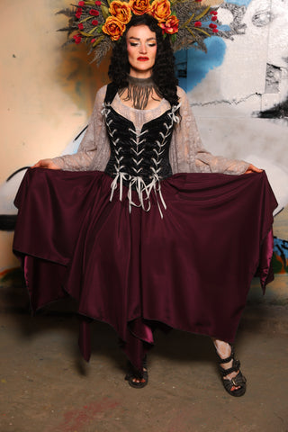 Fairy Skirt in Wine-Dark Sea Matte Reverse Satin - The "Thrice as Nice" Collection