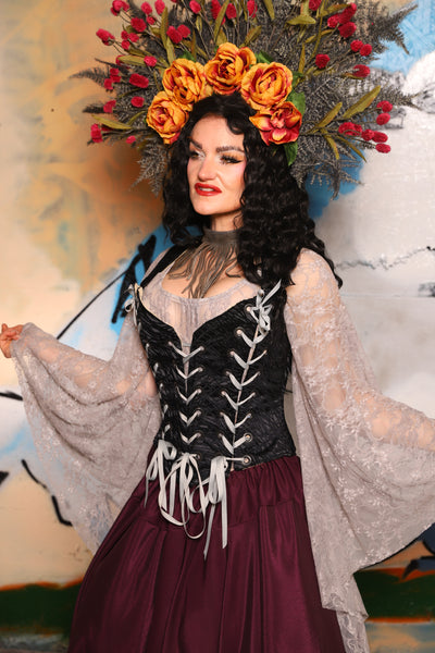 Triple Threat Overbust in Black Tendrils - The "Thrice as Nice" Collection