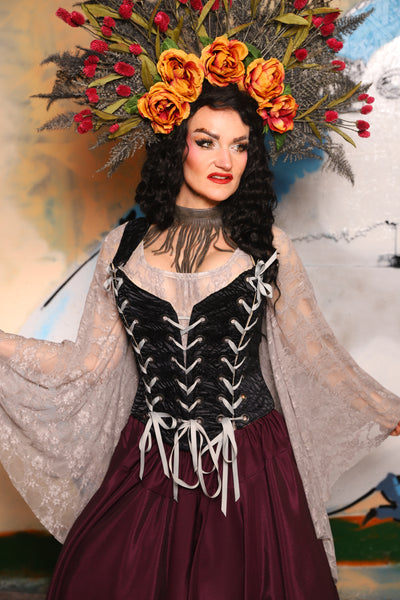 Triple Threat Overbust in Black Tendrils - The "Thrice as Nice" Collection