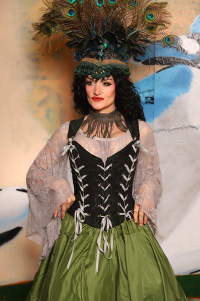Triple Threat Overbust in Black & Green Medallion - The "Thrice as Nice" Collection