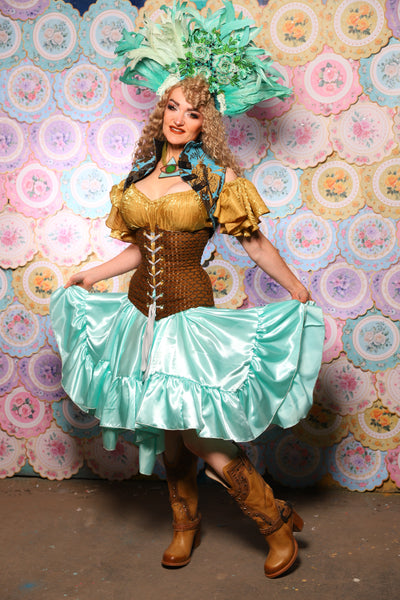 26. Mini Fairy Skirt w/ruffle in Tideglass Mint Shiny Satin - The Minerally Mine Collection