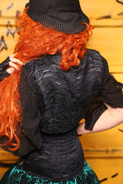 32. Petite Wench in Black Tendrils w/Front Panels in Dancing Skeleton - The Parlay and Promenade Collection