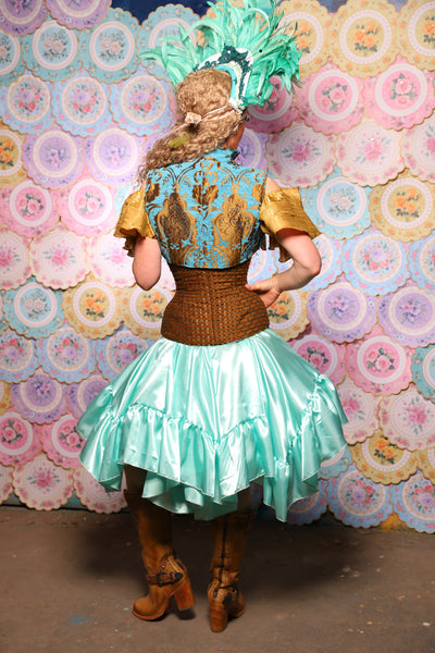 26. Mini Fairy Skirt w/ruffle in Tideglass Mint Shiny Satin - The Minerally Mine Collection